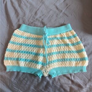 Missguided Blue and Cream Striped Women Shorts